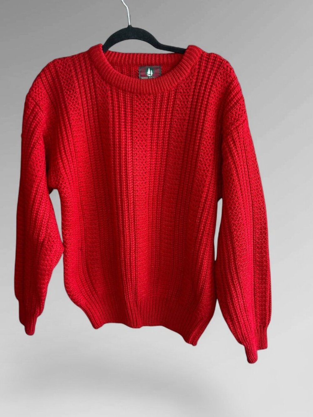 Men's Vintage Red Sweater Mervyns High Sierra Cable Ribbed Knit Size Small